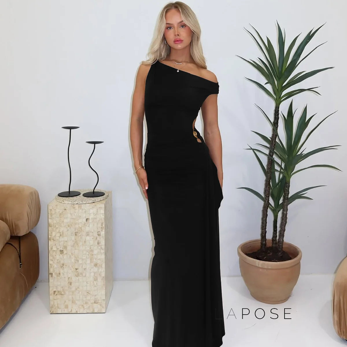 Maahi One-Shoulder Slit Maxi Dress