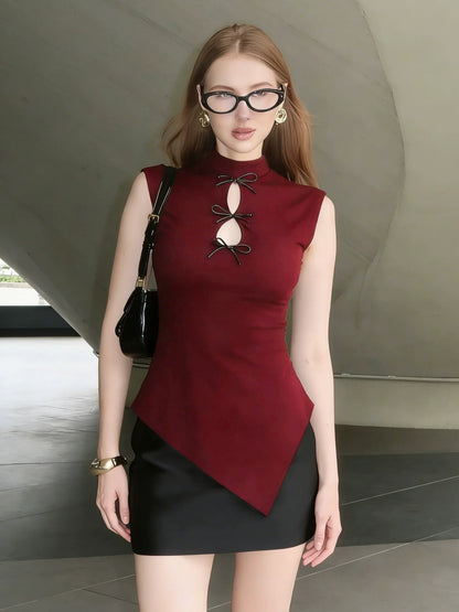 Mae Asymmetric Bow Cut-Out Top