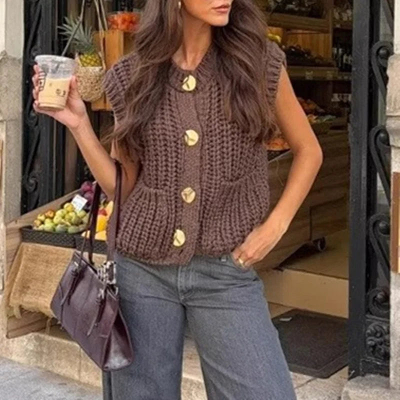 Maggie Button-Up Knit Vest