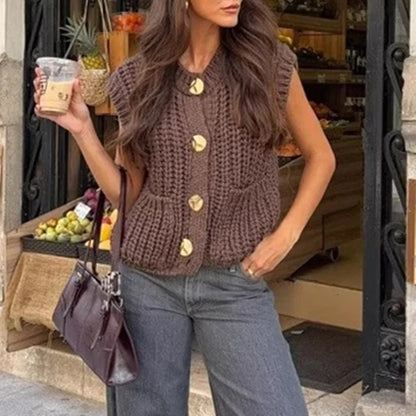 Maggie Button-Up Knit Vest