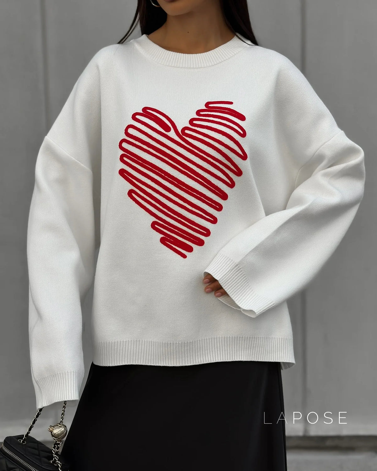 Makenzie Loose Heart Pullover Sweater