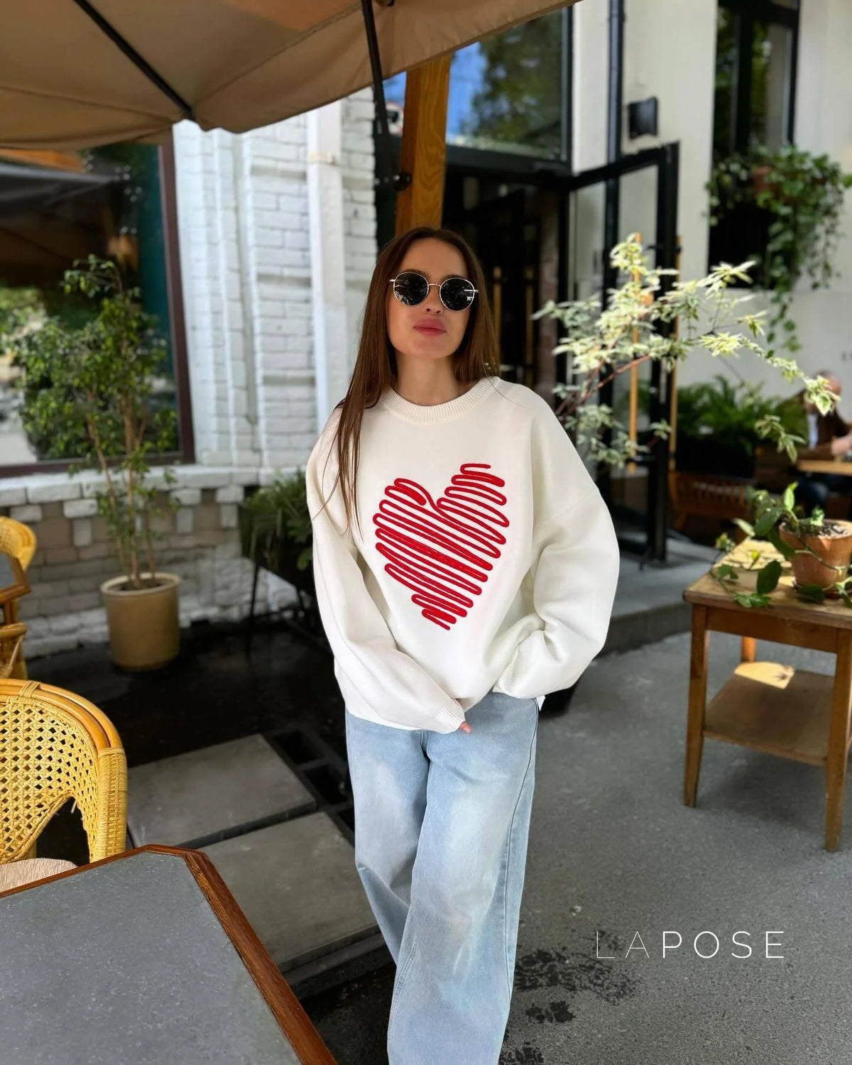 Makenzie Loose Heart Pullover Sweater