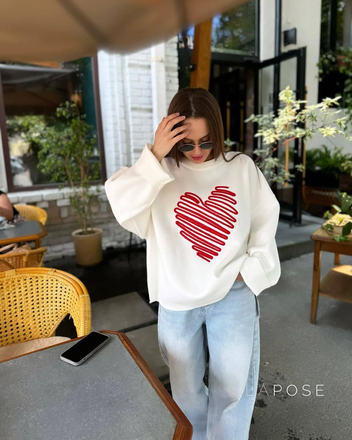 Makenzie Loose Heart Pullover Sweater