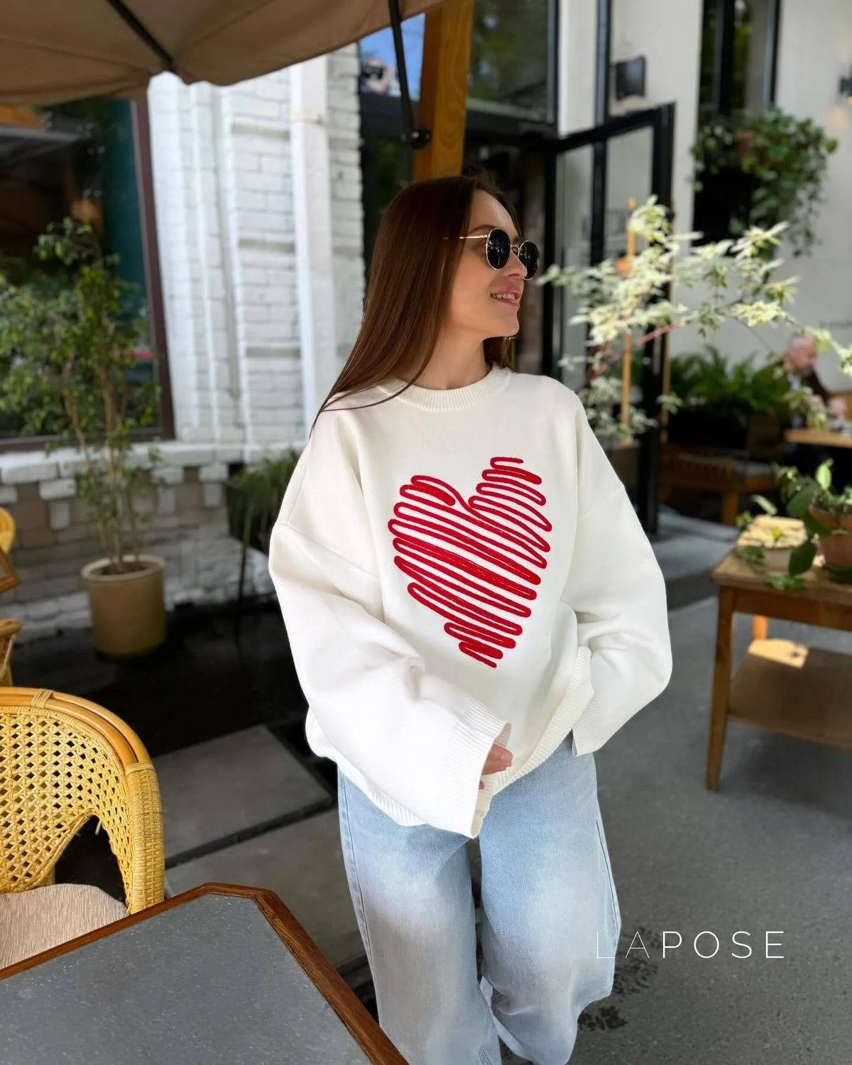 Makenzie Loose Heart Pullover Sweater