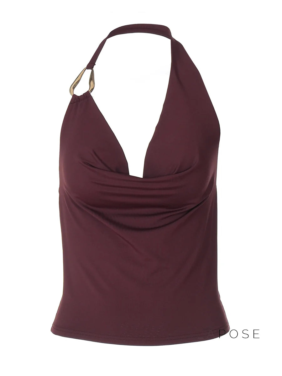 Maliyah Asymmetric Halter Crop Top