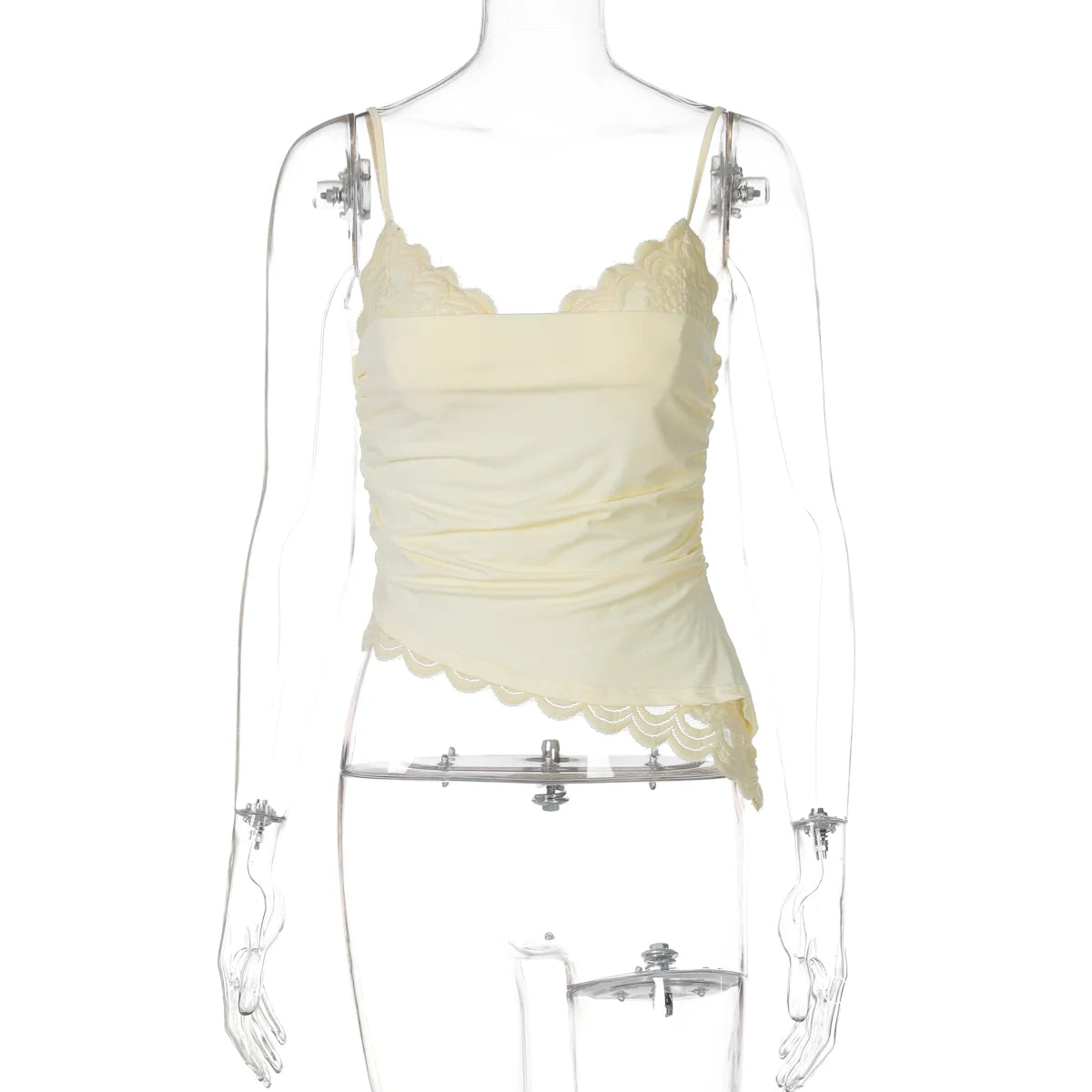 Mamie Pleated Lace Crop Top