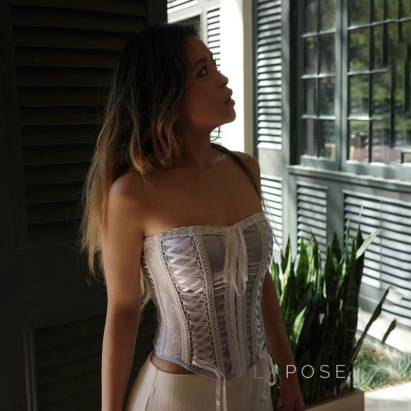 Mattea Strapless Tie Crop Top
