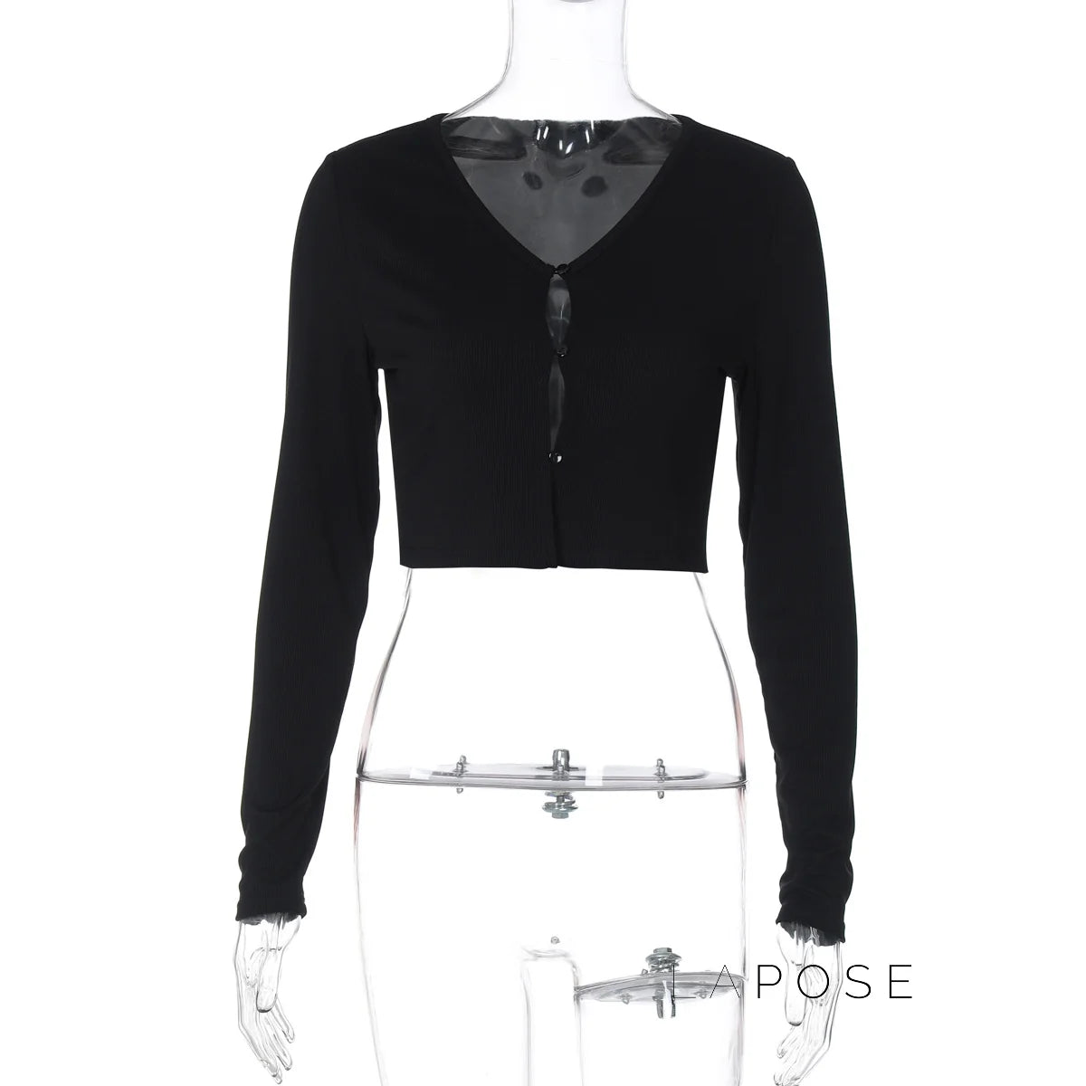 Mercedez Ribbed Button-Up Crop Top