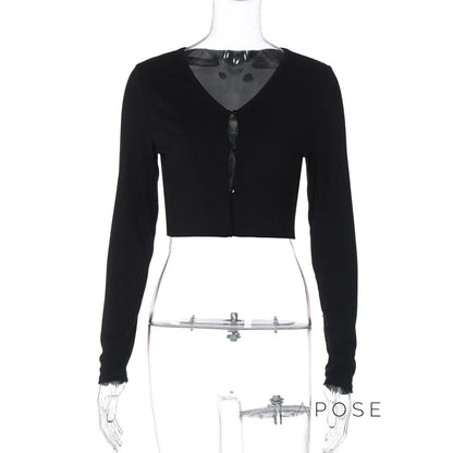 Mercedez Ribbed Button-Up Crop Top