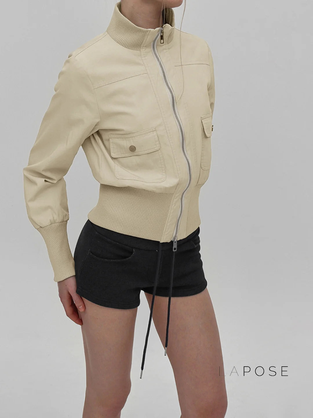 Miamor Ribbed Patchwork Utility Jacket