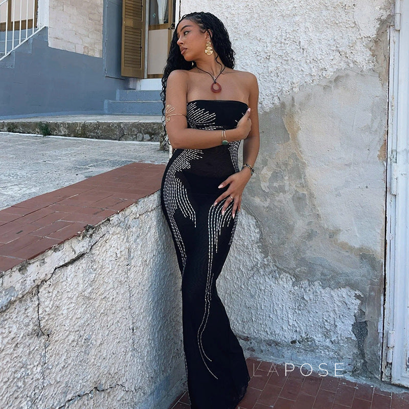 Miracle Rhinestone Slit Dress