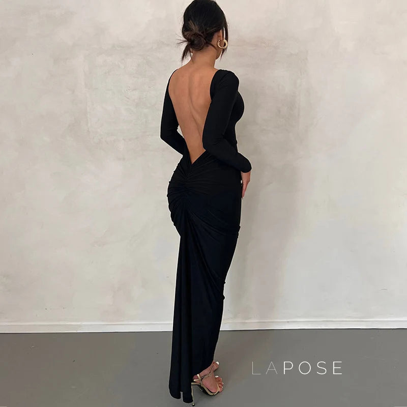 Mireille Backless Ruched Long Dress