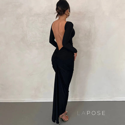 Mireille Backless Ruched Long Dress