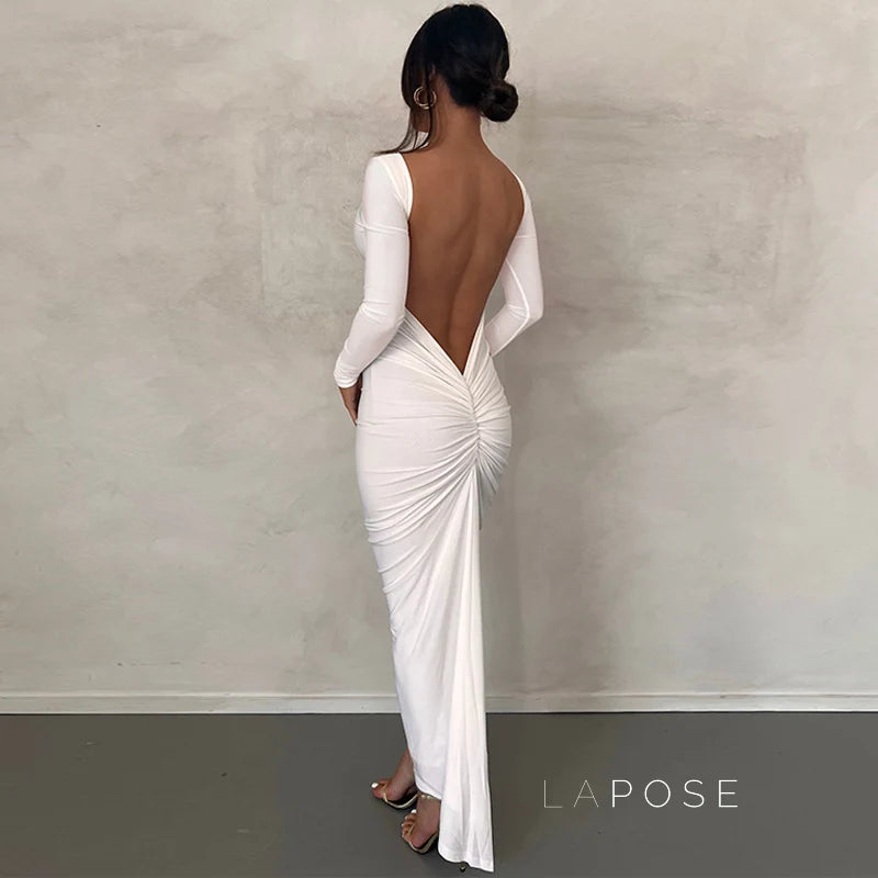 Mireille Backless Ruched Long Dress