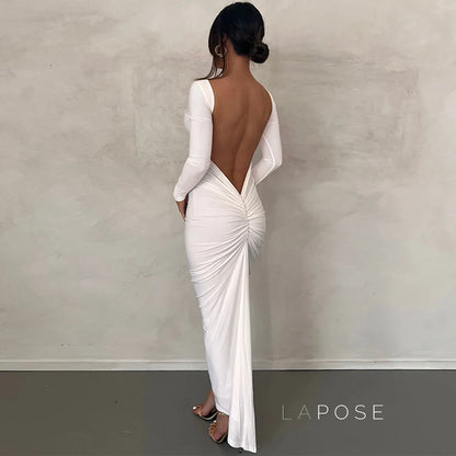 Mireille Backless Ruched Long Dress