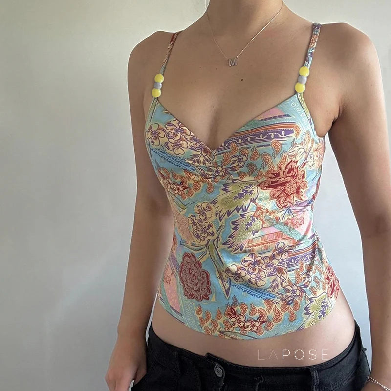 Nadiya Floral Beaded Cami Top