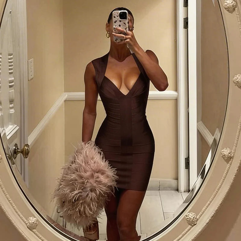 Nayah V-Neck Bandage Mini Dress