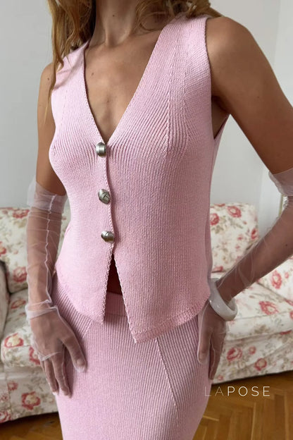 Naydelin Ribbed Knit Skirt Set