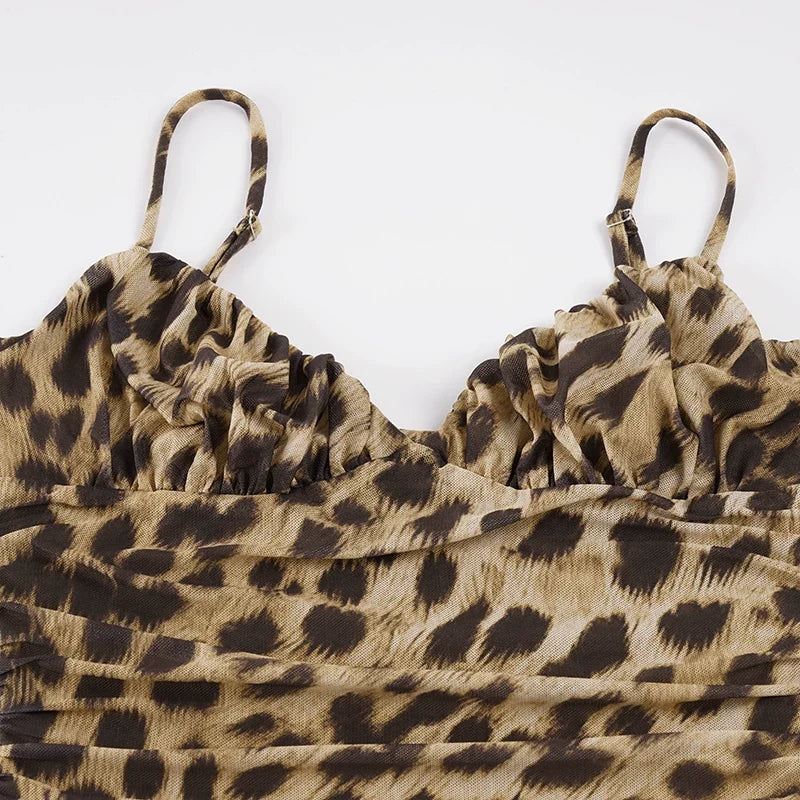 Nicole Leopard Print Ruched Mini Dress