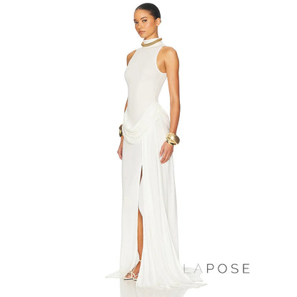 Nikole Mock Neck Ruched Maxi Dress