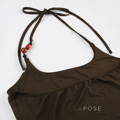 Novalee Beaded Halter Crop Top