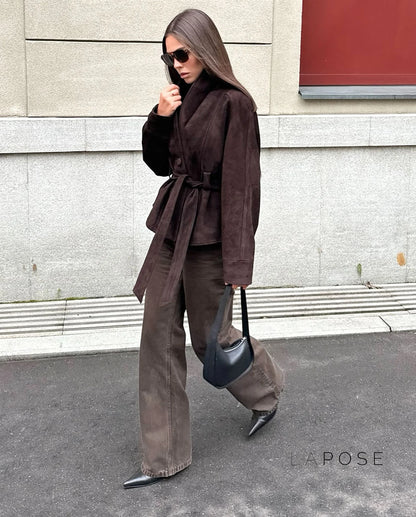Novella Suede Belted Jacket