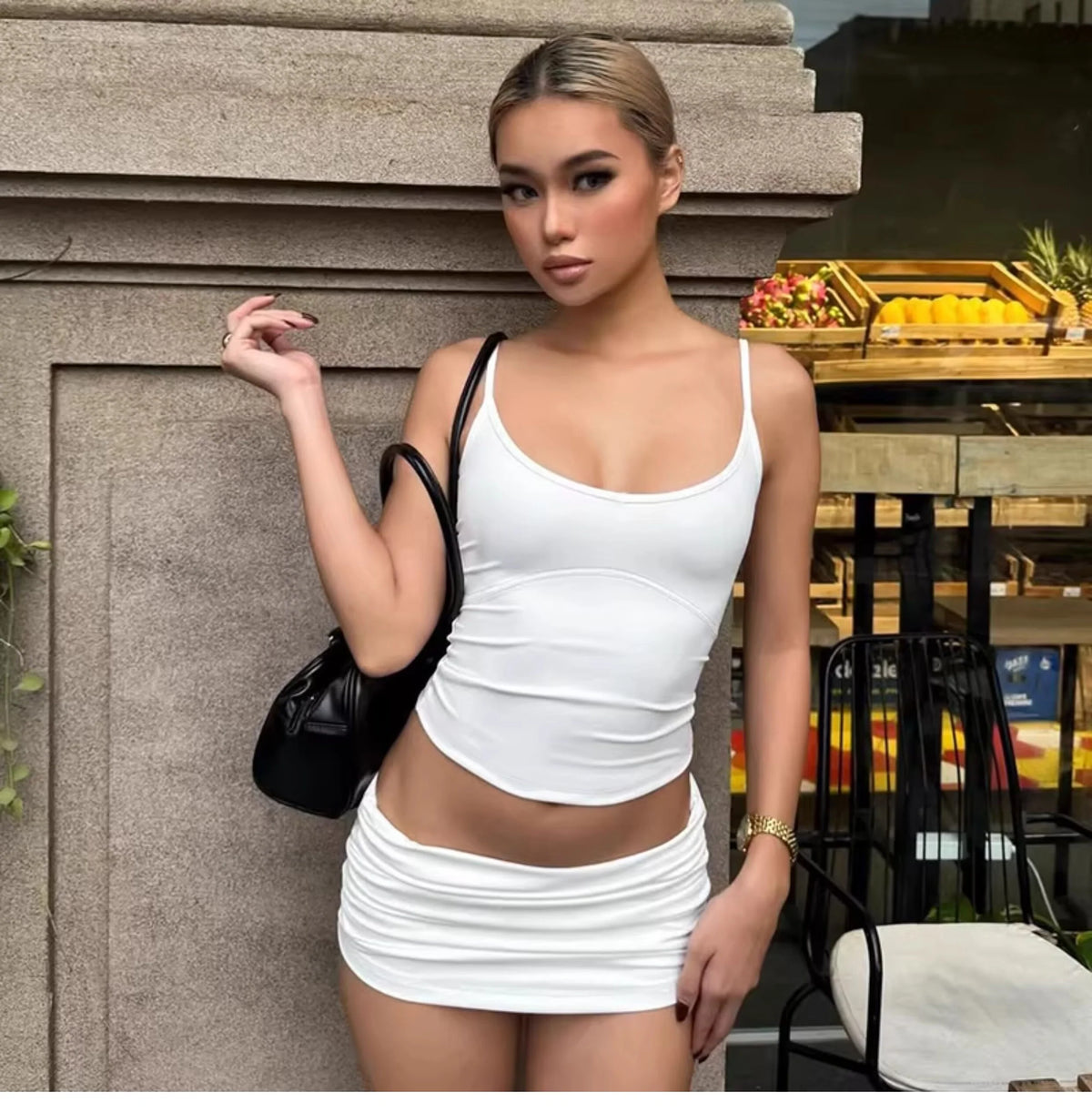 Pleated Mini Skirt Set