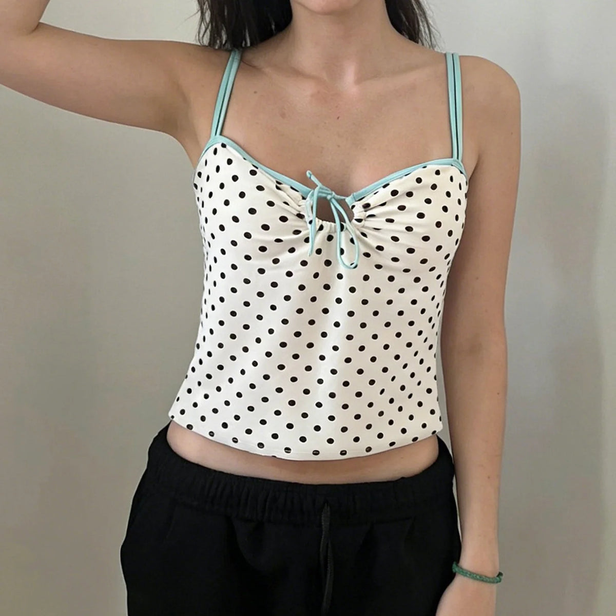 Polka Dot Lace-Up Camisole