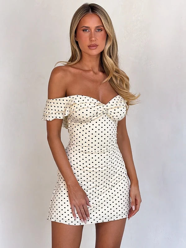 Polka Dot Off-Shoulder Mini Dress