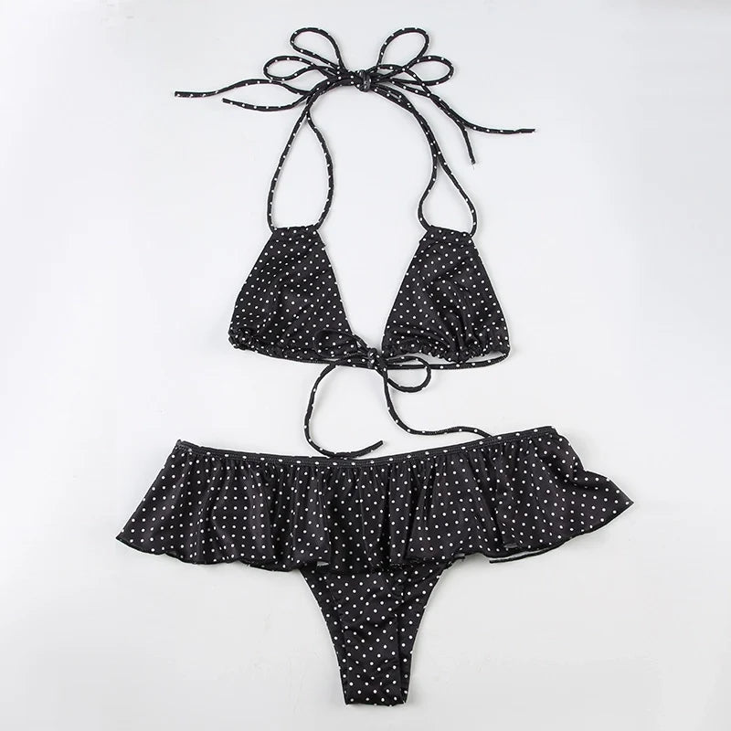 Polka Dot Ruffle Two-Piece Bikini