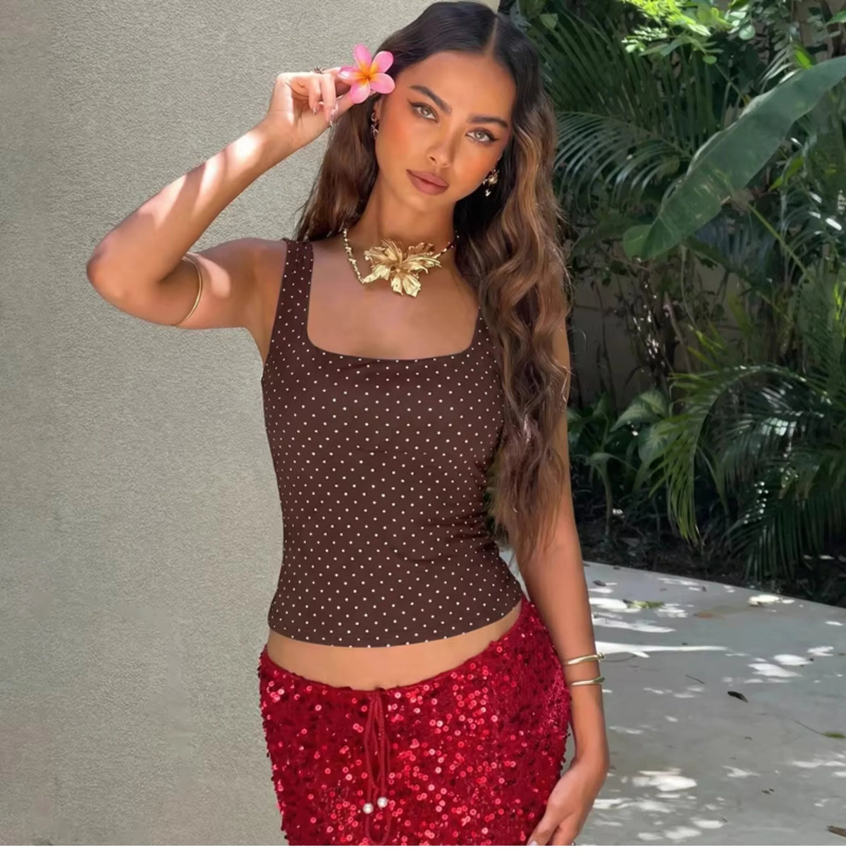 Polka Dot Square Neck Camisole