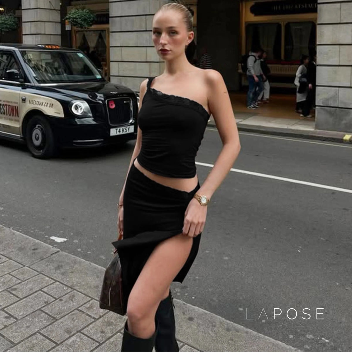 River One-Shoulder Lace Skirt Set