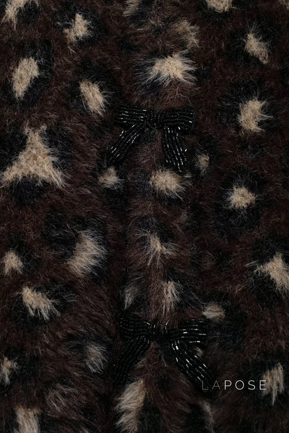 Roisin Leopard Bow Knit Cardigan