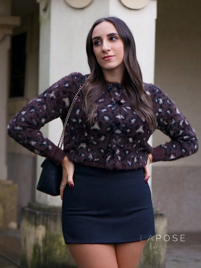 Roisin Leopard Bow Knit Cardigan