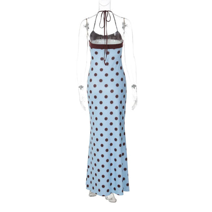 Rosalie Polka Dot Halter Maxi Dress