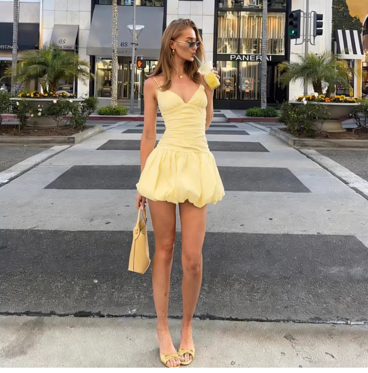 Ruched Puff Mini Dress