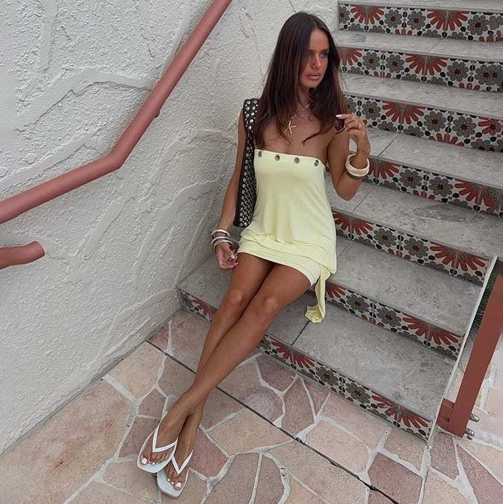 Ruched Strapless Mini Dress