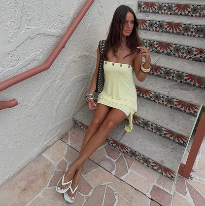 Ruched Strapless Mini Dress