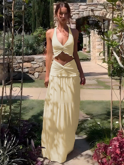 Ruched Two-Piece Skirt Set