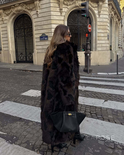 Ryann Spotted Lapel Faux Fur Coat