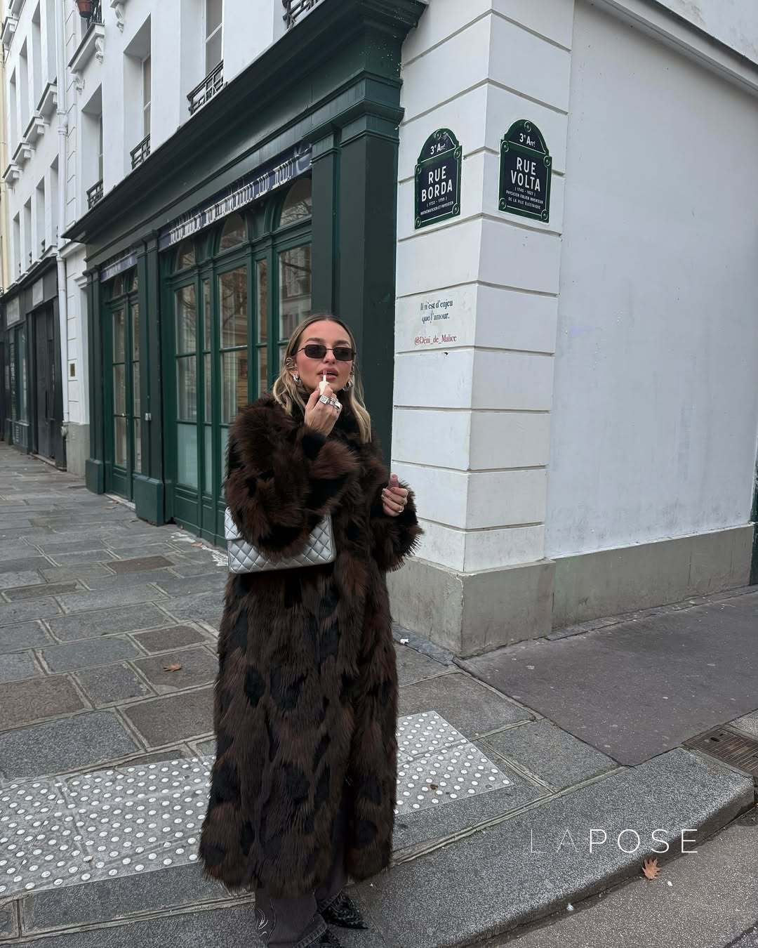 Ryann Spotted Lapel Faux Fur Coat