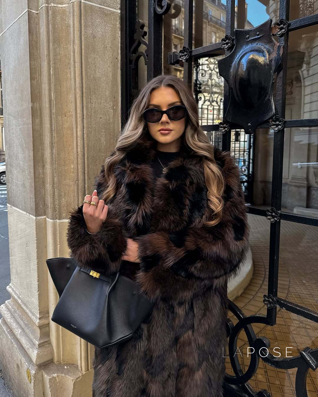 Ryann Spotted Lapel Faux Fur Coat