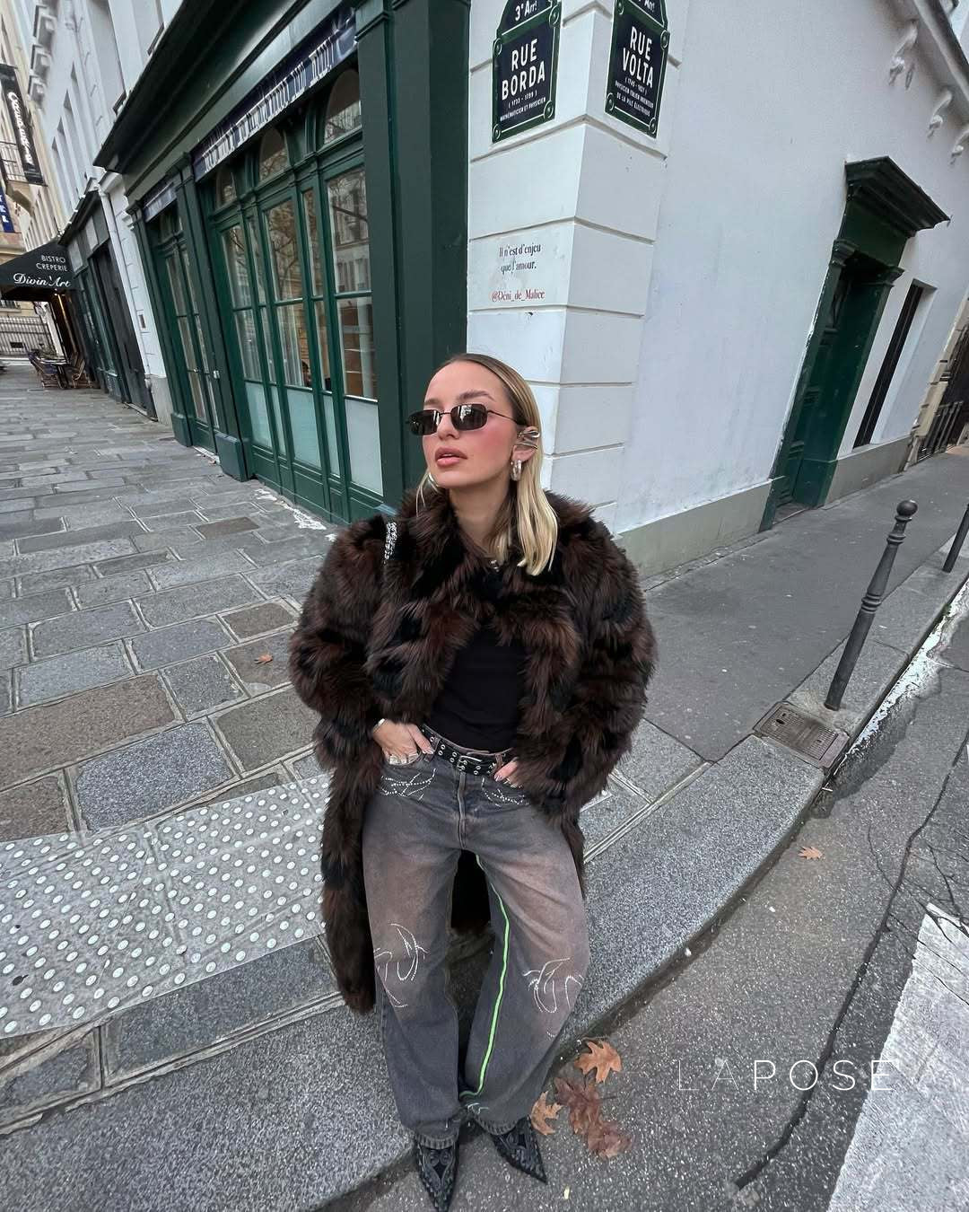 Ryann Spotted Lapel Faux Fur Coat