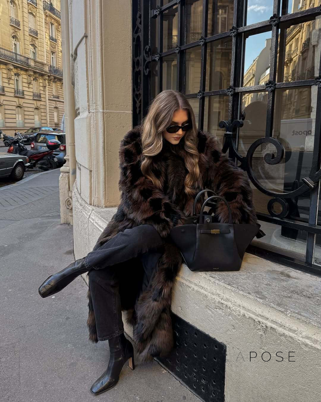 Ryann Spotted Lapel Faux Fur Coat