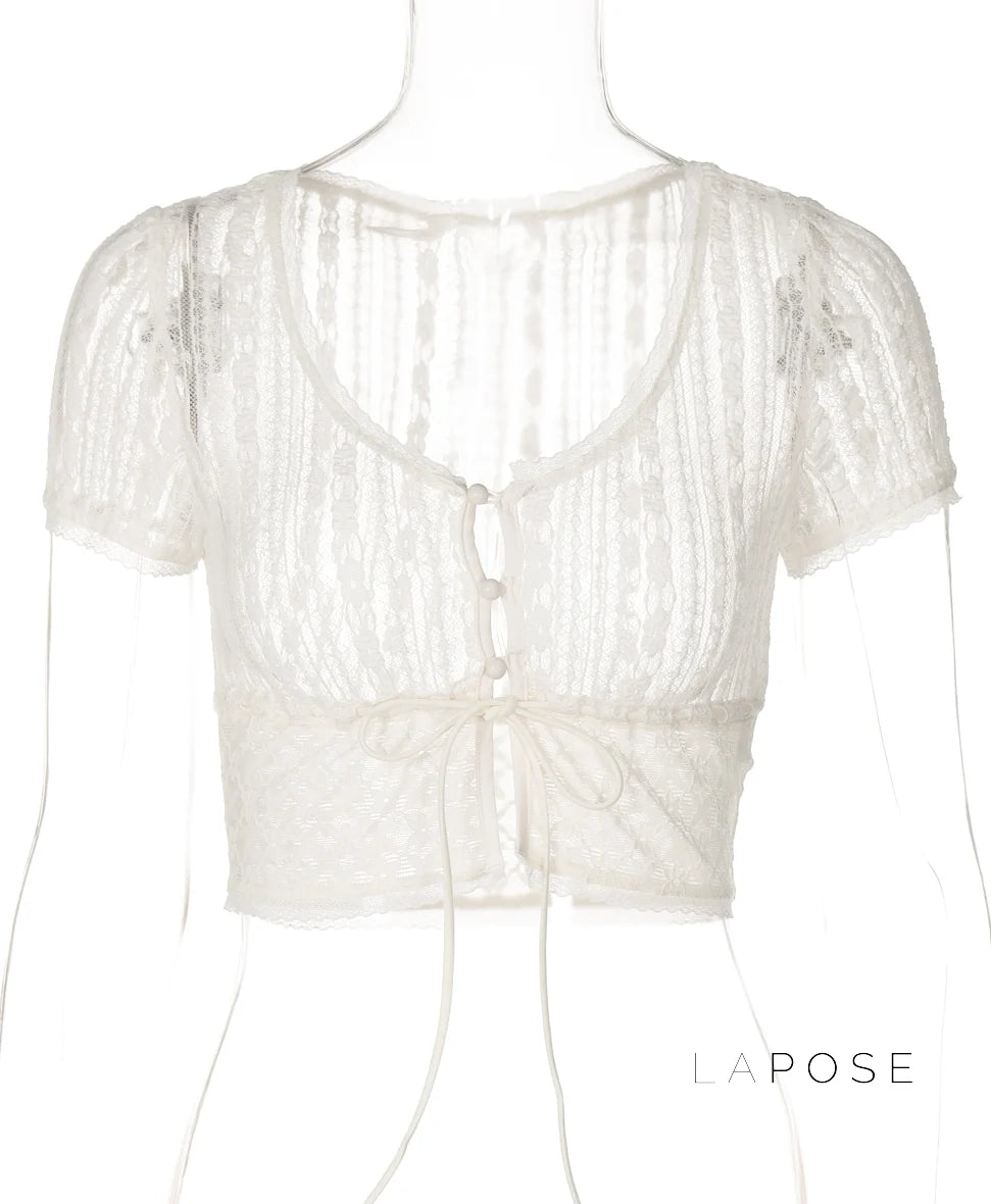 Rylann Lace Button Crop Top