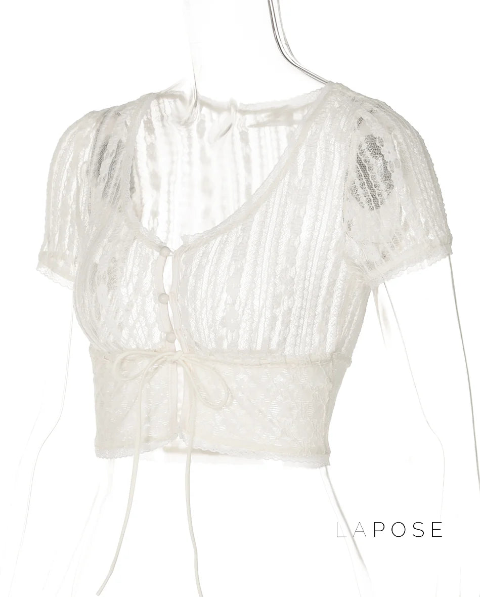 Rylann Lace Button Crop Top