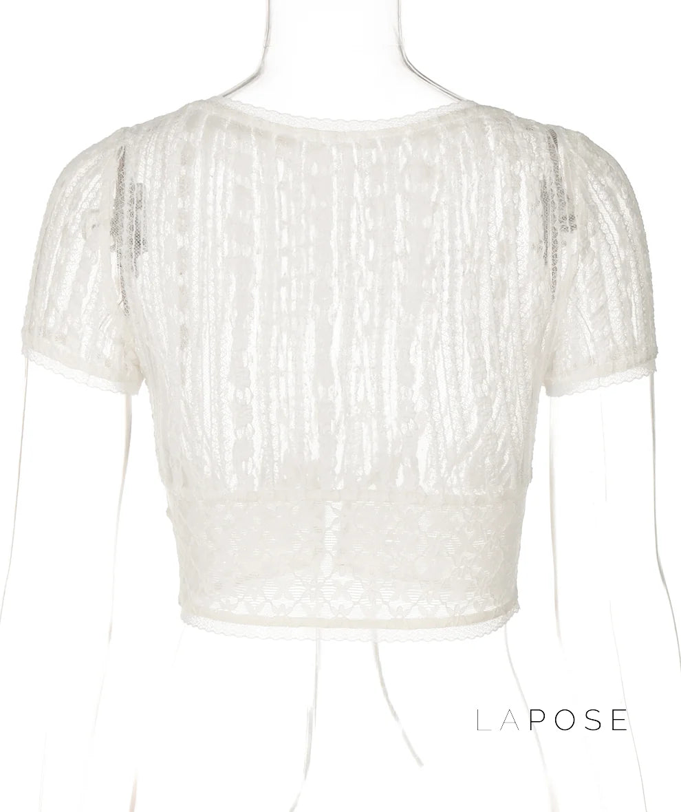 Rylann Lace Button Crop Top