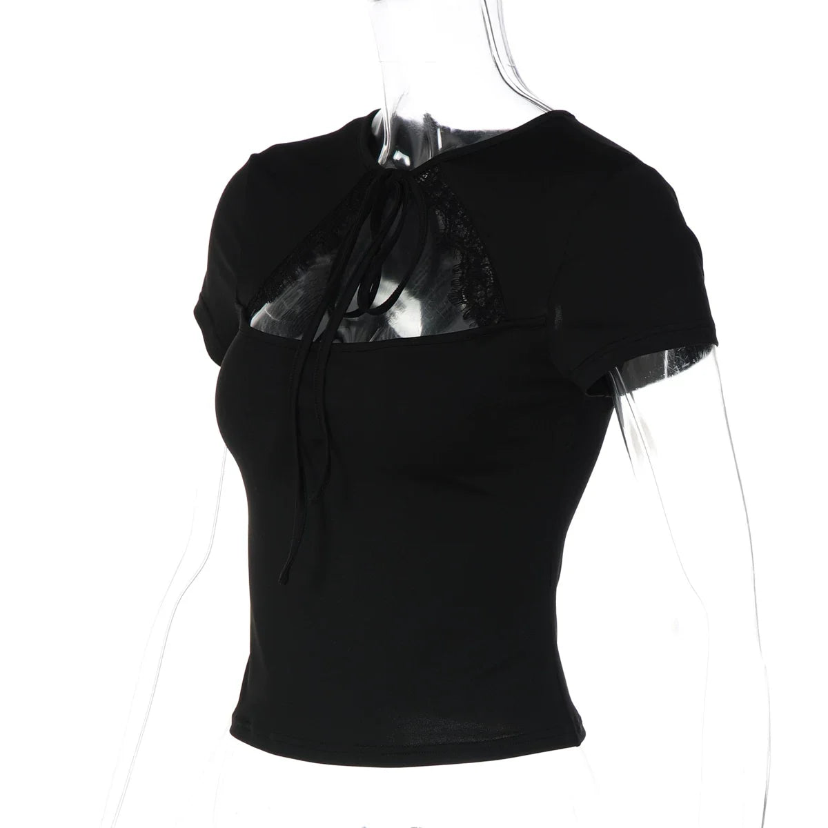 Samaira Lace Cut-Out Short Sleeve Top