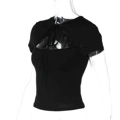 Samaira Lace Cut-Out Short Sleeve Top
