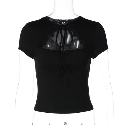 Samaira Lace Cut-Out Short Sleeve Top